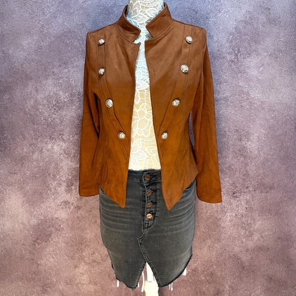 Military Style Faux Suede Jacket - Picture 7 of 9